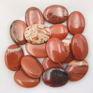 Red Jasper Natural Gemstone Loose Beads Large Oval Center Drill 24mm (Lot Of 16)